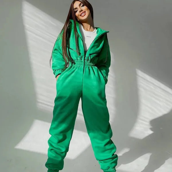 Womens Jumpsuits Rompers Fashion Elegant Hoodies Jumpsuit Women Casual Overalls Romper Fall Winter Solid Hooded Sportwear Tracksuits 231019