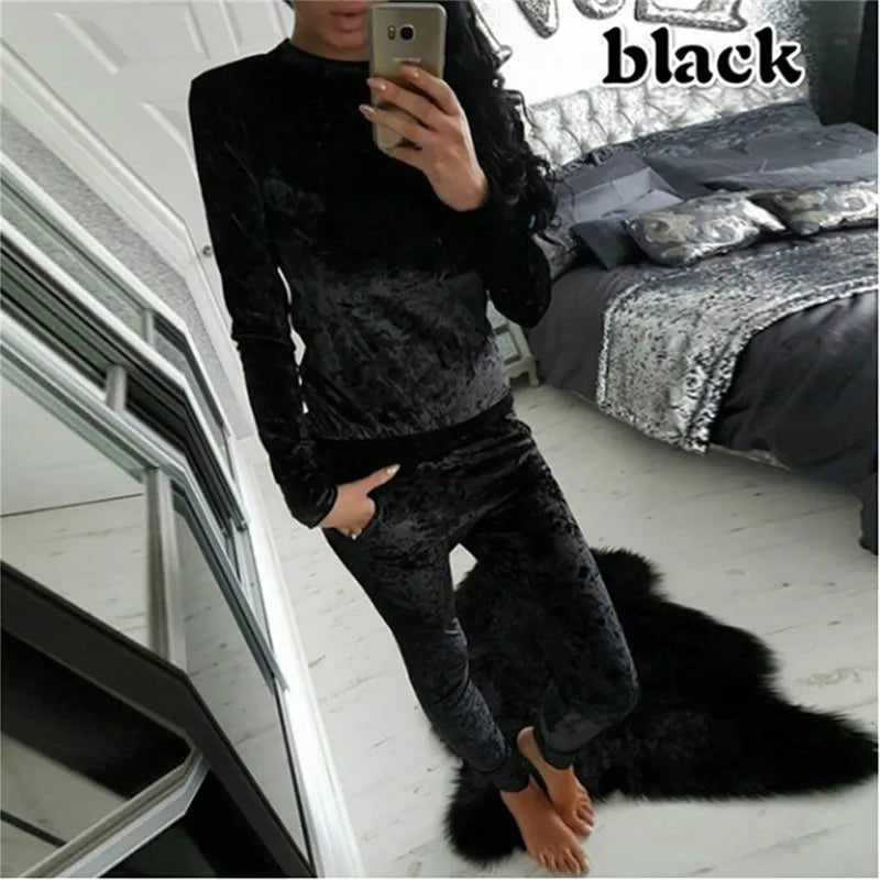 Women's Tracksuits Autumn Velvet Tracksuit Women Sets Two Piece Winter Velour Tracksuit Ladies Sweat Suit 2 Piece Outfits For Women Sweatshirt 230815