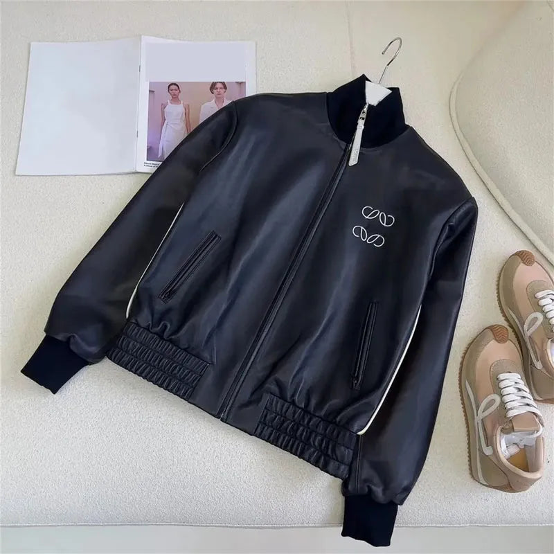 Womens jacket Leather coat letter coats designer women Fashion classic leather jacket loose all-match short American street leather coat