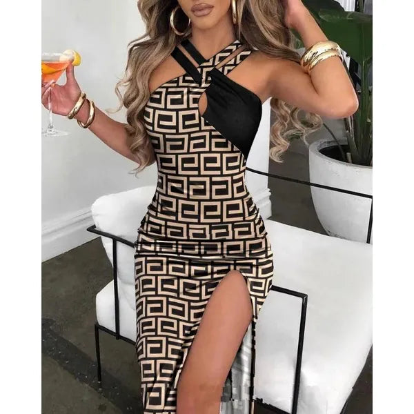 Casual Dresses 2023 Y2K INS Chic Sexy Sleeveless Corset Evening Cocktail Dress Elegant Drawstring Ruched High Slit Party For Women