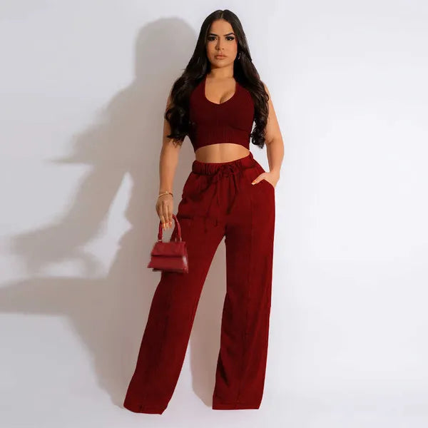 Women's Two Piece Pants Summer women's 2 piece new clothing in matching sets two pieces set woman clothes 2023 crop top pants outfits P230516