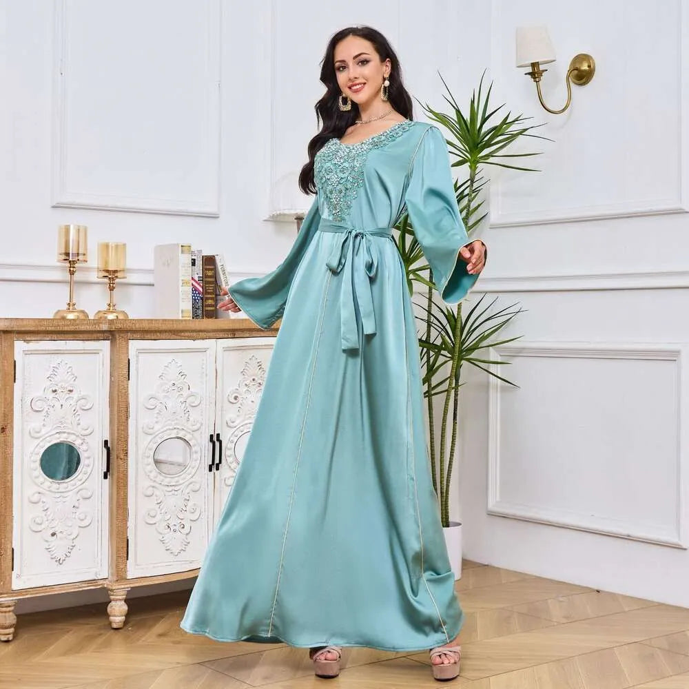 Wrap Long Dresses Dinner Dresses Middle Eastern Arab Clothing Muslim Women's Robe Fashion Beading New Dubai Dress FZ031090