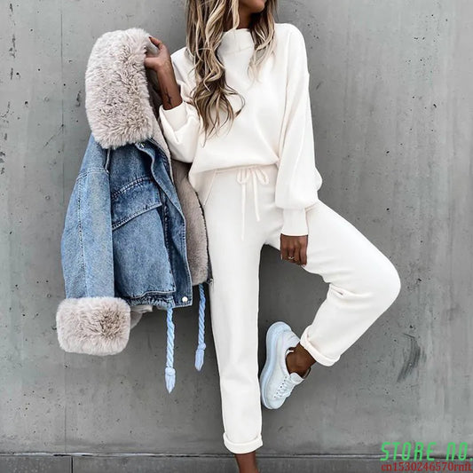 Women's Two Piece Pants Winter Tracksuit Pieces Sets Y2k Pullover Sweatshirt And Sweatpants Female Sportswear Jogging Femme Sweat Suits Women 230203