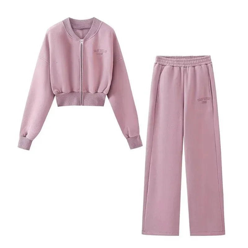 Womens Two Piece Pants TRAF ZR Zipper Cardigan Sets To Dress Woman Tracksuit Suits Fall Outfits Women Baggy Clothing Long Sleeve Sportswear 231204