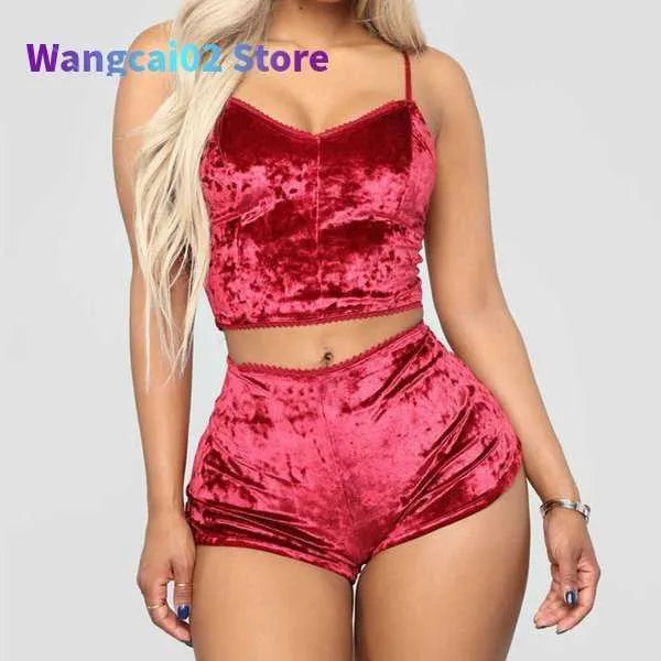 Women's Sleepwear Sexy Silk Satin Velvet Pajamas Women Set Pijamas Sexy Lingerie Sets Sleepwear Robe Nightwear Pink Red Black 012723H