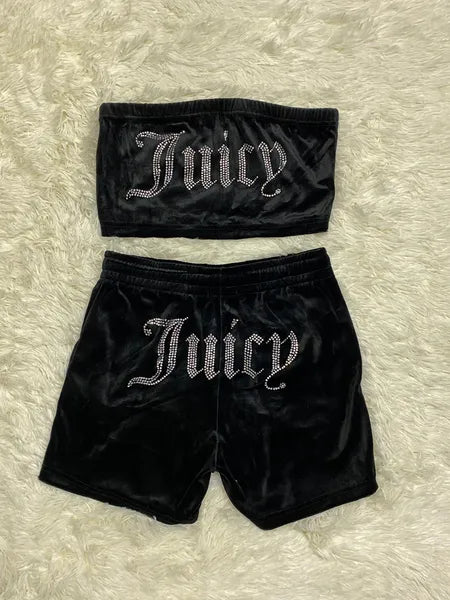 designer juicy tracksuit women Summer sweatsuit Women Two Piece Set Wrap Chest Shorts Suit Beach Nightclub Wholesale Items Bulk Lots Women 0