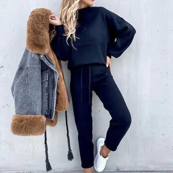 Women's Two Piece Pants Winter Tracksuit Pieces Sets Y2k Pullover Sweatshirt And Sweatpants Female Sportswear Jogging Femme Sweat Suits Women 230203