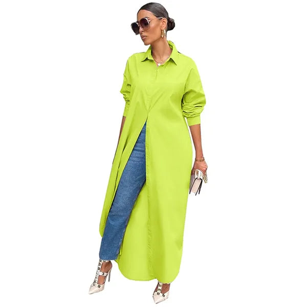 Casual Dresses Loose Long White Shirt Dress Women Spring Clothes Button Up Sleeve Maxi For Streetwear Oversized