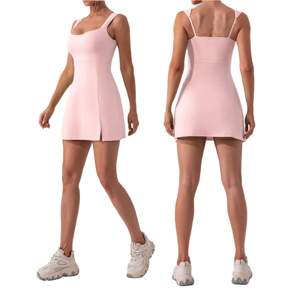 Align Lu Shorts Lemon Women Tennis Dresses Sleeveless Golf Wear Sexy Fitness Skirt Gilr Summer Short Golf Dress Yoga Sport Gym Clothes Badminton Activewear