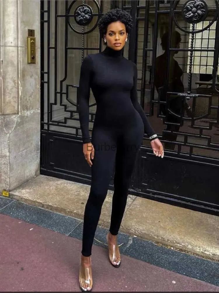 Women's Jumpsuits Rompers Long Sleeve White Backless Fe Jumpsuit Women Romper Outfit Ladies Sexy Bodycon Black Brown Jumpsuit Overalls Woman ClothesL231005