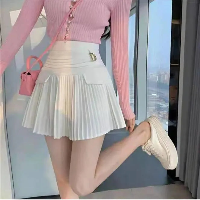 2023 new Black sexy street casual designer skirts women's high-waisted metal letter D pendant to prevent light out mini skirt