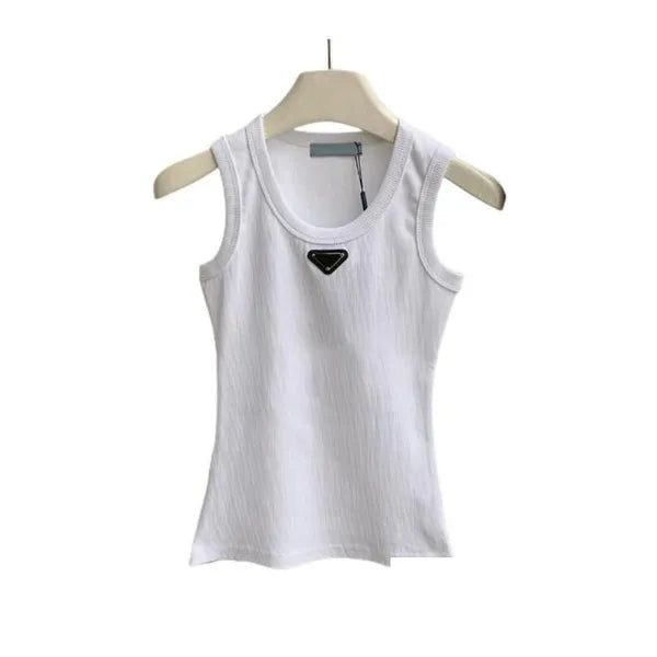 Basic Casual Dresses P-Ra Designer Womens Summer Fashion Brands Tops Tank Dress Knitted Cotton U Neck Sleeveless Solid Sexy Elasti Dhvvp