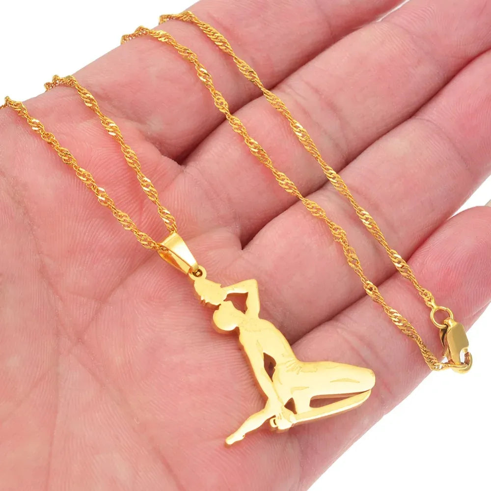 3CM Haiti Pendant Necklace Women Girls Neg Mawon Ayiti Items 14k Yellow Gold Jewelry of Haiti Accessories Neg Maron