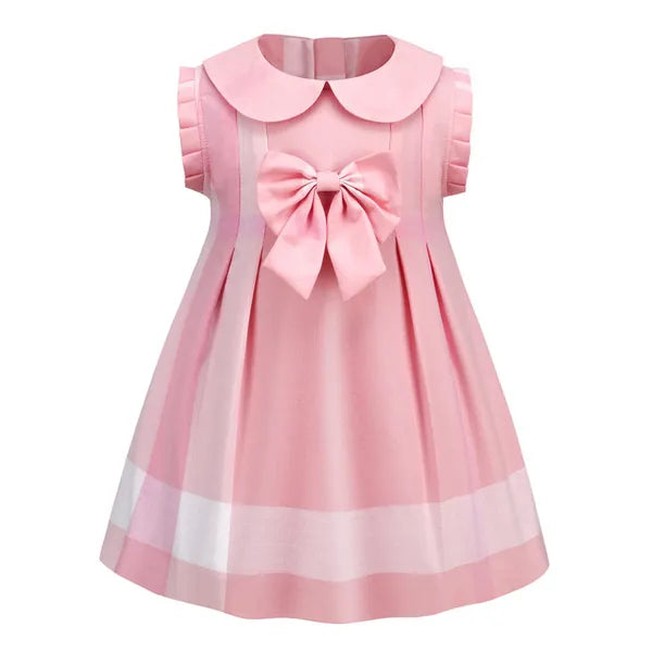 Baby Girls Dress Kids Lapel College Short Sleeve Pleated Shirt Skirt Children Casual Clothing Kids Clothes