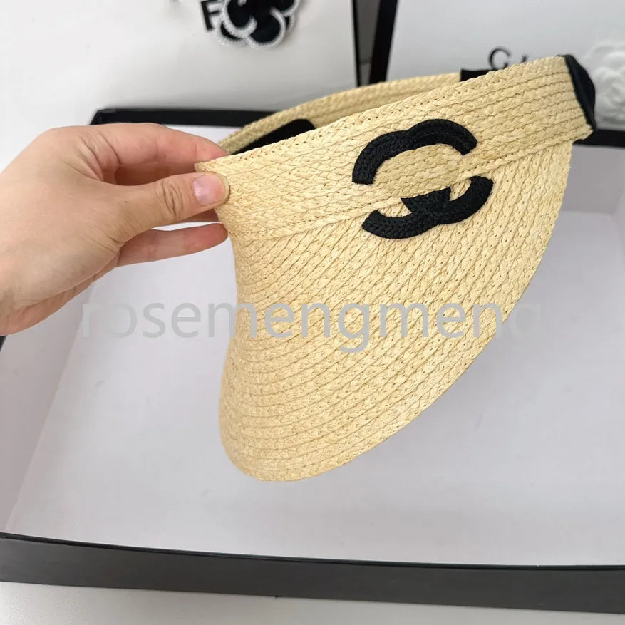 Womens Designer Brand Double Letter Straw Hat Visors Cap Top Sun Hat Inverted Embroidery Knitted Hat Cap Men Woman Wide Brim Hats Summer Bucket Hats Outdoor Beach Hats