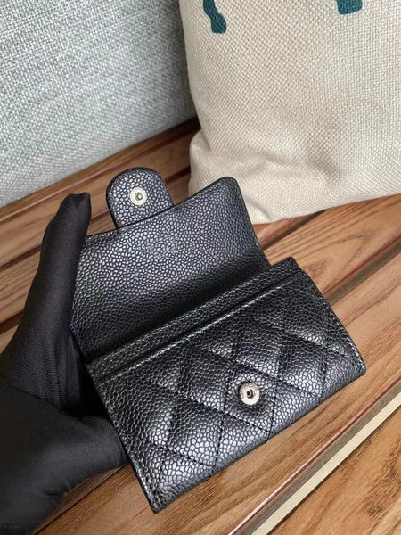 10A designer wallet caviar cc wallet purse Ladies Leather Wallets coin purse Credit Card Slot Mini Skinny Black Card Top Zip Coin Pouch with ID Holde 036