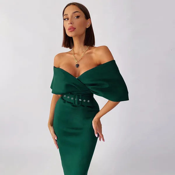 Casual Dresses Women Sexy Cocktail Dresses Off the Shoulder VNeck Slit Elegant Dress Backless Midi Bodycon Club Evening Party Dresses 221126