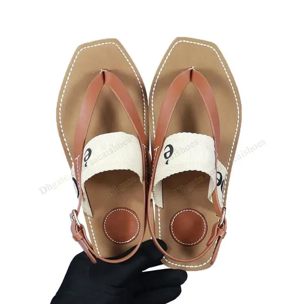 2024 Free Shipping top Woody sandals womens Mules flat slides Light tan beige white black pink blue lace Lettering canvas slippers womens summer outdoor indoor 35-42