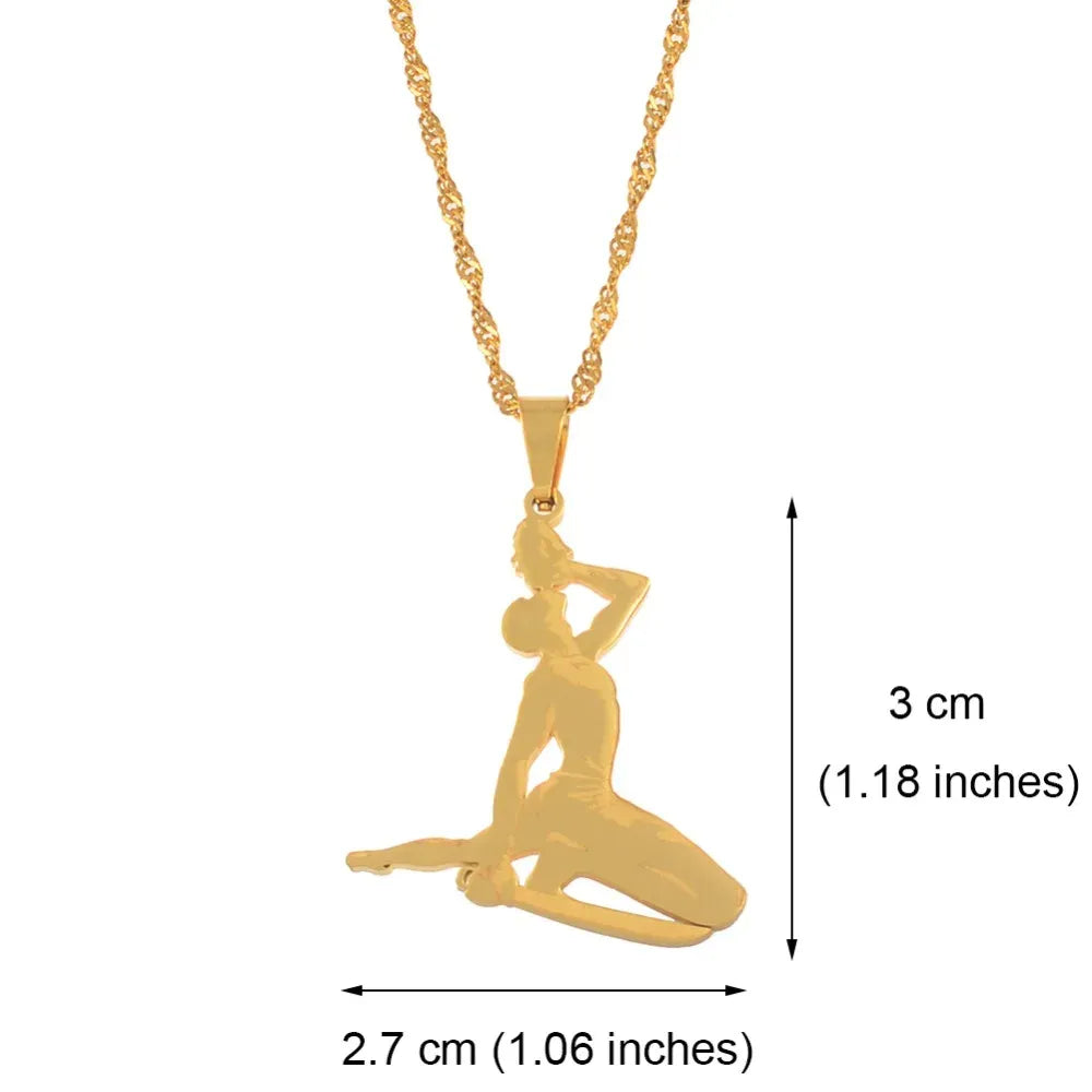 3CM Haiti Pendant Necklace Women Girls Neg Mawon Ayiti Items 14k Yellow Gold Jewelry of Haiti Accessories Neg Maron