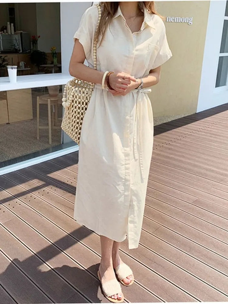 Basic Casual Dresses Summer Women Dress Shirt Dress Long Evening Female Vintage Maxi Party Oversize Beach Woman Dresses Casual Elegant Prom Green 230614