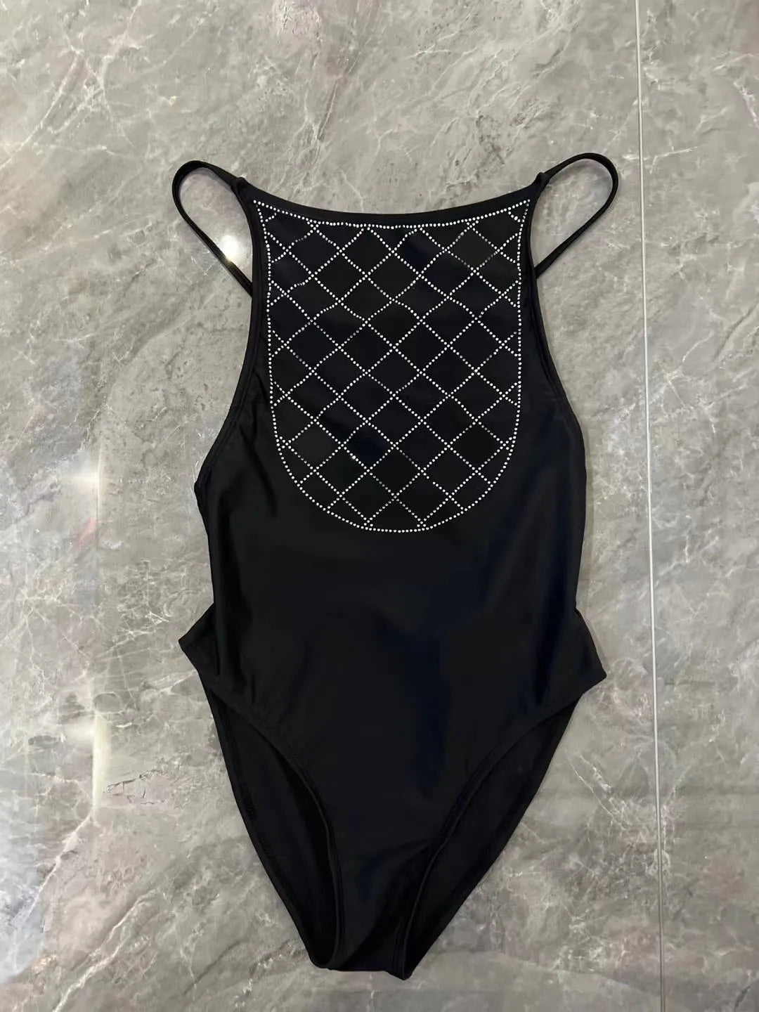 2023 Designer Bikini Swim Suit Women Sexy High Cut Sequin Swimsuit Ladies Backless Black Lady Summer Beach Bathing Suits Swimwear