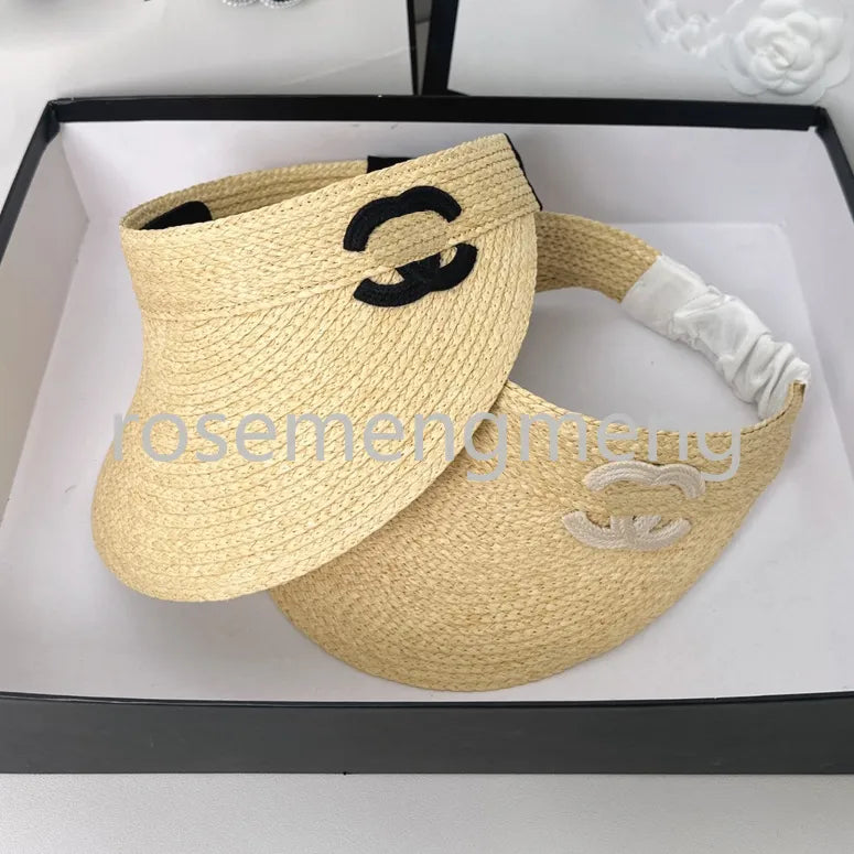 Womens Designer Brand Double Letter Straw Hat Visors Cap Top Sun Hat Inverted Embroidery Knitted Hat Cap Men Woman Wide Brim Hats Summer Bucket Hats Outdoor Beach Hats