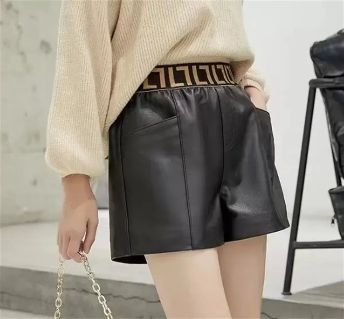 Fashion Casual PU leather Dresses Spring Summer Shorts Sexy Short Skirts Womens Elegant one-piece Set Female Women's Sexy Club Party Skirt Female