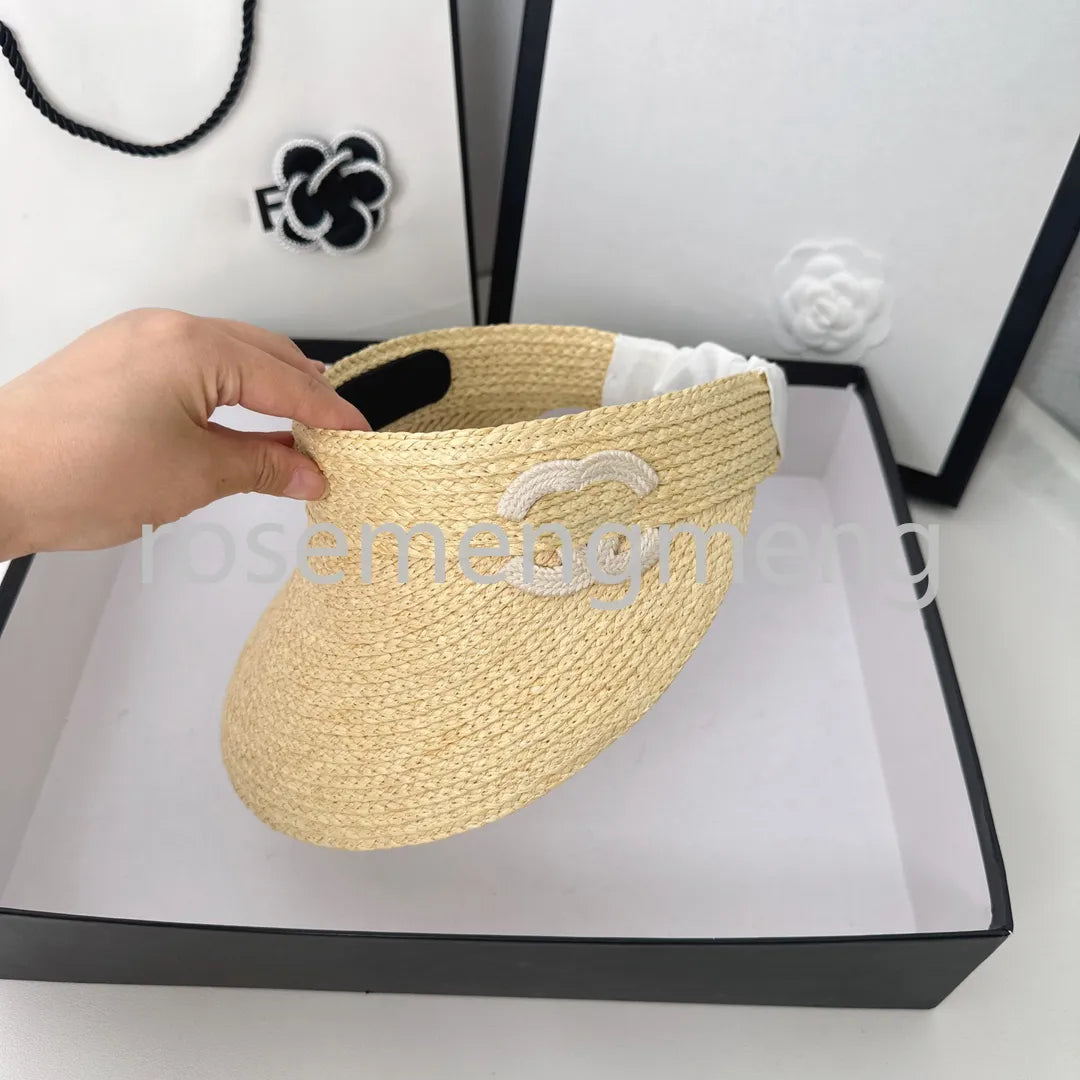 Womens Designer Brand Double Letter Straw Hat Visors Cap Top Sun Hat Inverted Embroidery Knitted Hat Cap Men Woman Wide Brim Hats Summer Bucket Hats Outdoor Beach Hats