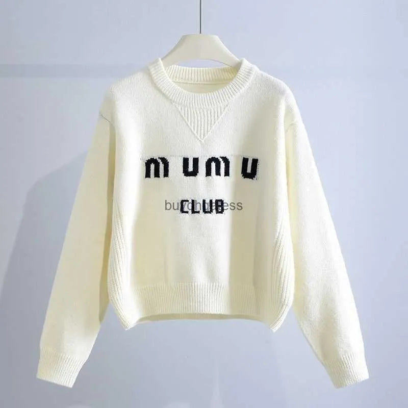 Womens Sweatshirts Miu Designer Womens Sweater Jumper Jacquard Pattern Knitted Classic Letter Knitwear Autumn Winter Keep Warm Jumpers Design Pullover Knit s Wfb5