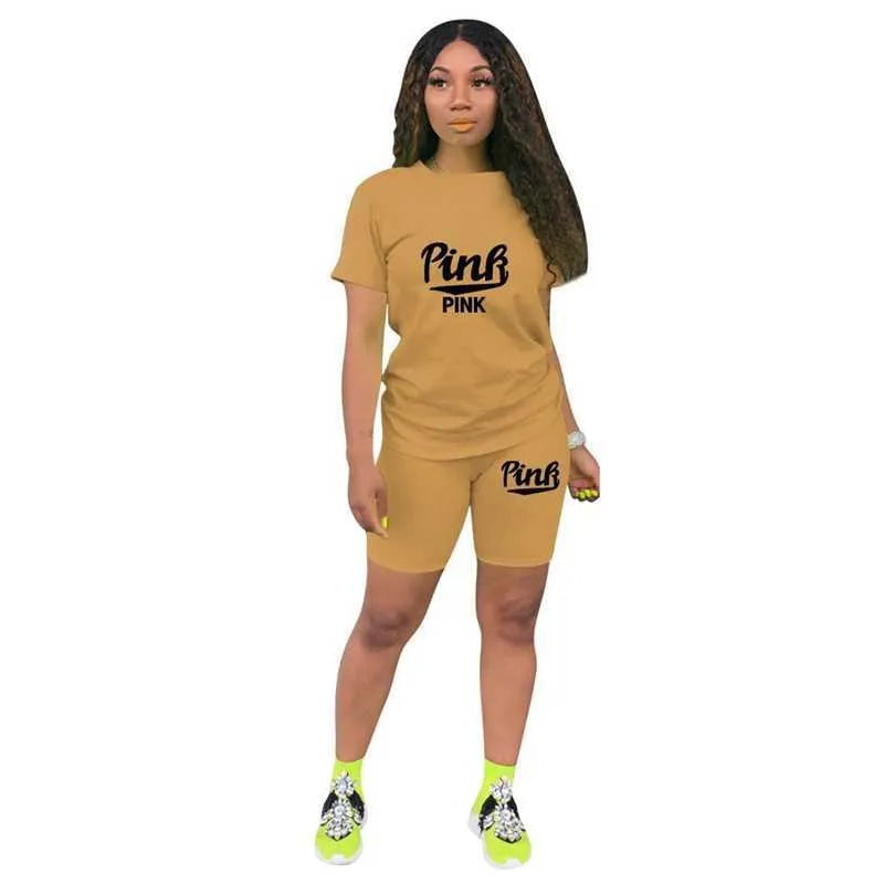 Summer Womens Tracksuits Designer Two Piece Short Sets Letter Printed Cotton Short Sleeve T-shirt Shorts Outfits Clothing