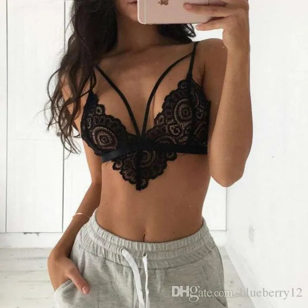 Wholesale 3 sets of Floral Lace Women Bralette Women's Sexy Bralette Holllow out Bra Bralet Vest Crop Top1