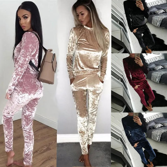 Women's Tracksuits Autumn Velvet Tracksuit Women Sets Two Piece Winter Velour Tracksuit Ladies Sweat Suit 2 Piece Outfits For Women Sweatshirt 230815