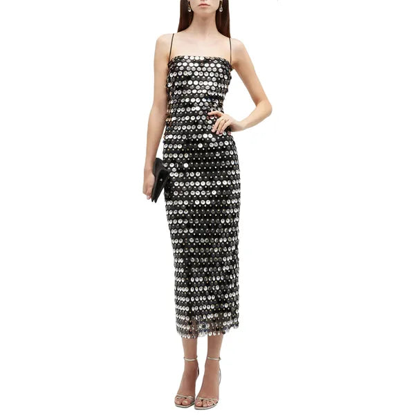 Basic Casual Dresses Luxury Spaghetti Strap Sleeveless Sling Cocktail Dress Women Sequins Skinny Dresses Summer Backless Party Club Dress Streetwear 230609