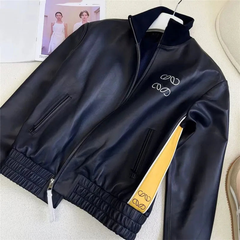 Womens jacket Leather coat letter coats designer women Fashion classic leather jacket loose all-match short American street leather coat