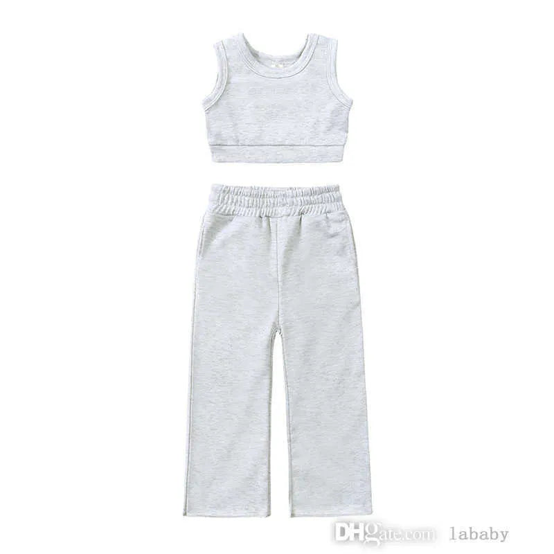 Baby Girls Clothes Tracksuit Summer INS Kids Designer Clothing Sets Sportwear Casual Sleeveless Tank Top And Loose Pants Two Piece Set Toddler Children 1-8Y