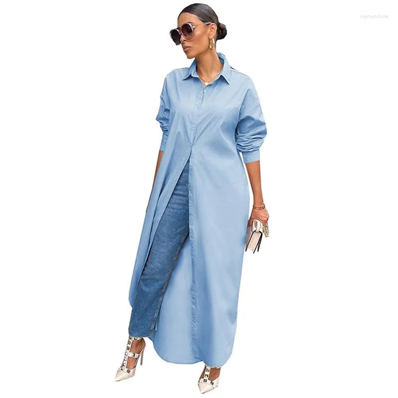 Casual Dresses Loose Long White Shirt Dress Women Spring Clothes Button Up Sleeve Maxi For Streetwear Oversized