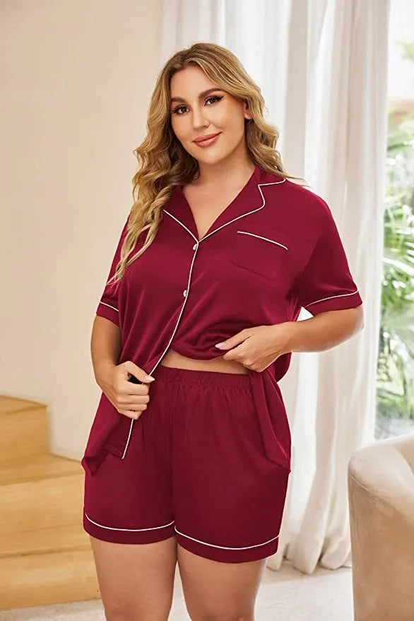 Women's Sleepwear Silk Pajamas for Women Home Suit Heart Embroidered Pyjamas Pj Set Satin Nightwear Sleepwear Pijama Verano Mujer 230418