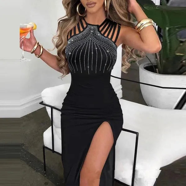 Casual Dresses 2023 Y2K INS Chic Sexy Sleeveless Corset Evening Cocktail Dress Elegant Drawstring Ruched High Slit Party For Women