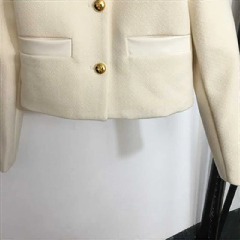 two piece set women designer womens clothing new tweed suit triangle label embellished round neck long sleeve jacket pin embellished skirt sets woman outfits