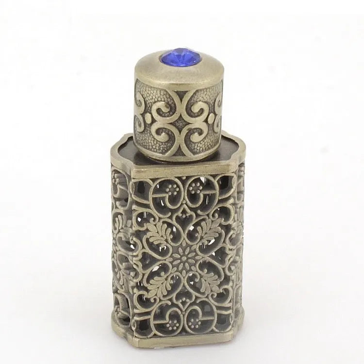 3ml Arabic Alloy Perfume Bottle Arab Attar Glass Essential Oil Bottle Container with Craft Decoration WB3242