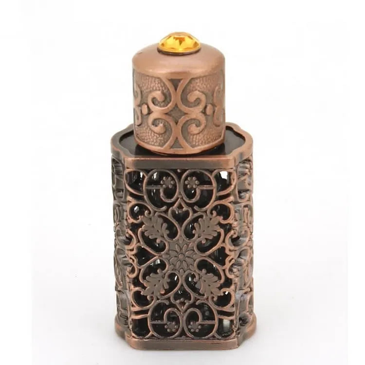 3ml Arabic Alloy Perfume Bottle Arab Attar Glass Essential Oil Bottle Container with Craft Decoration WB3242