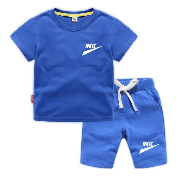 2pcs New Kids Clothing Sets Summer Brand Print Baby Boy Sport Outfits Children Clothes Sets Clothing T-Shirt Shorts Set for Toddler Girls