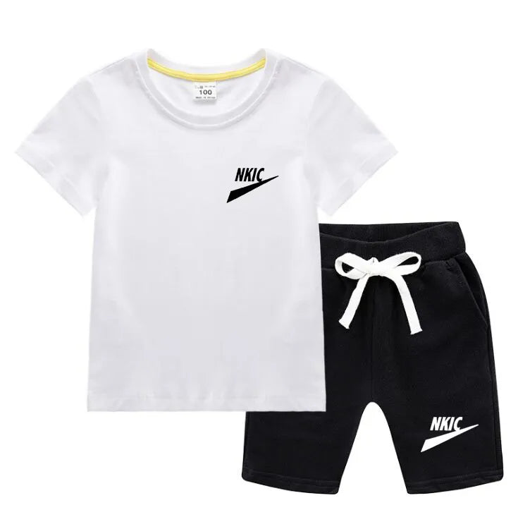 2pcs New Kids Clothing Sets Summer Brand Print Baby Boy Sport Outfits Children Clothes Sets Clothing T-Shirt Shorts Set for Toddler Girls