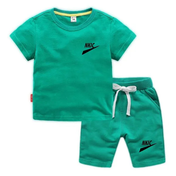 2pcs New Kids Clothing Sets Summer Brand Print Baby Boy Sport Outfits Children Clothes Sets Clothing T-Shirt Shorts Set for Toddler Girls