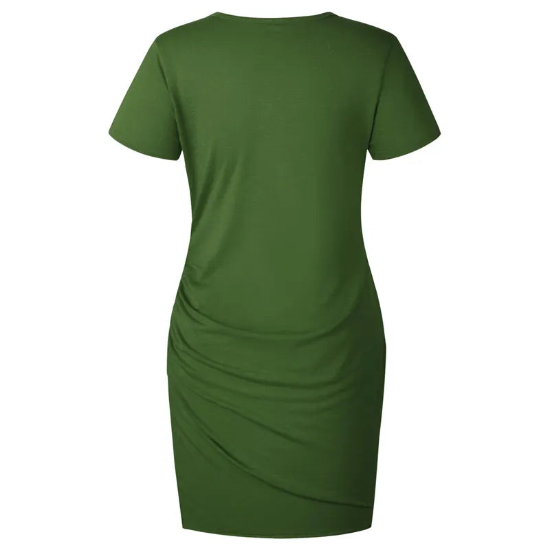 Crew Neck Dress Short Sleeves Irregular slim bodycon dresses Sexy Women Hip wrap Skirt summer clothes