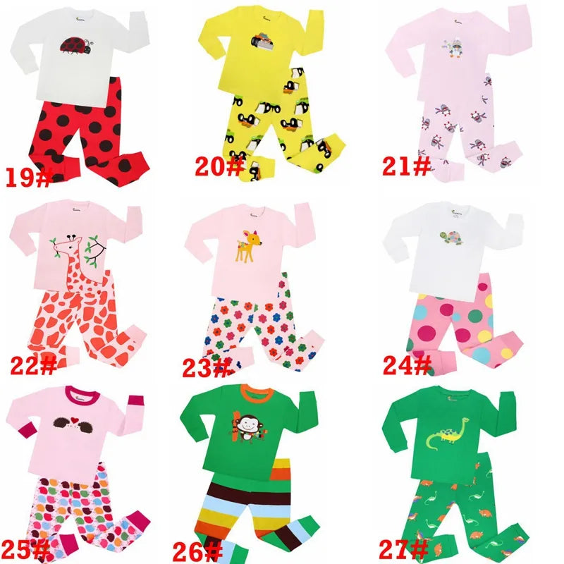 100 Cotton Boys Animal worm Pajamas Sets Kids Pyjamas for 2-8Years Children Car Printing Pijamas Motor Sleepwear Boys Clothes 31style dhl