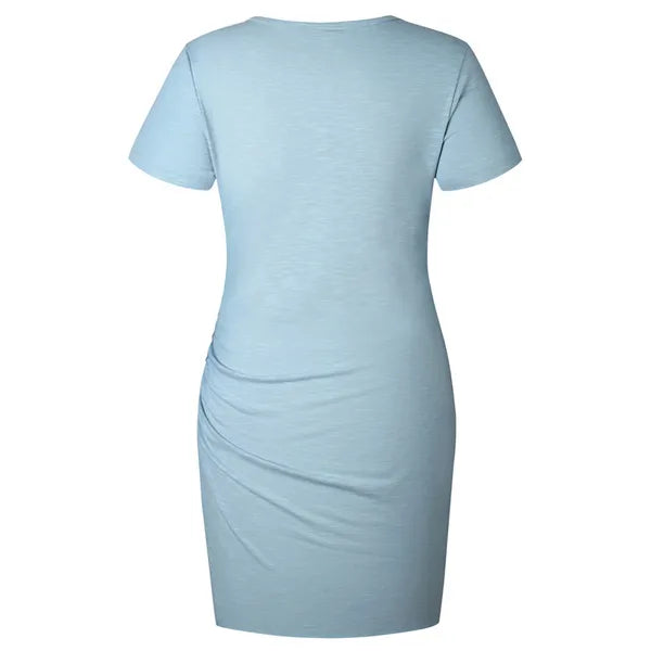 Crew Neck Dress Short Sleeves Irregular slim bodycon dresses Sexy Women Hip wrap Skirt summer clothes