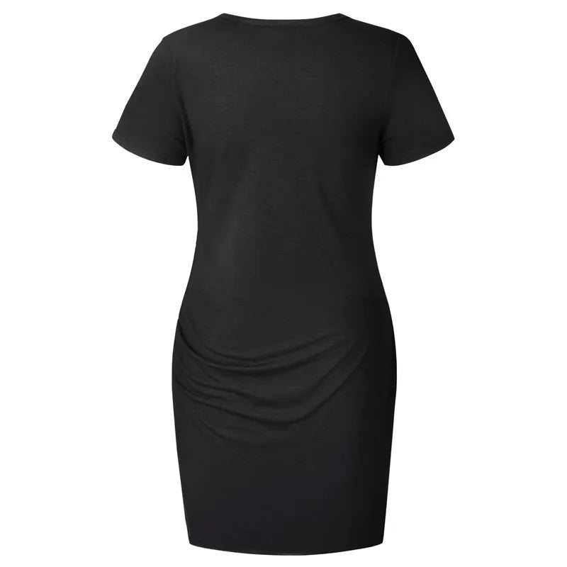 Crew Neck Dress Short Sleeves Irregular slim bodycon dresses Sexy Women Hip wrap Skirt summer clothes