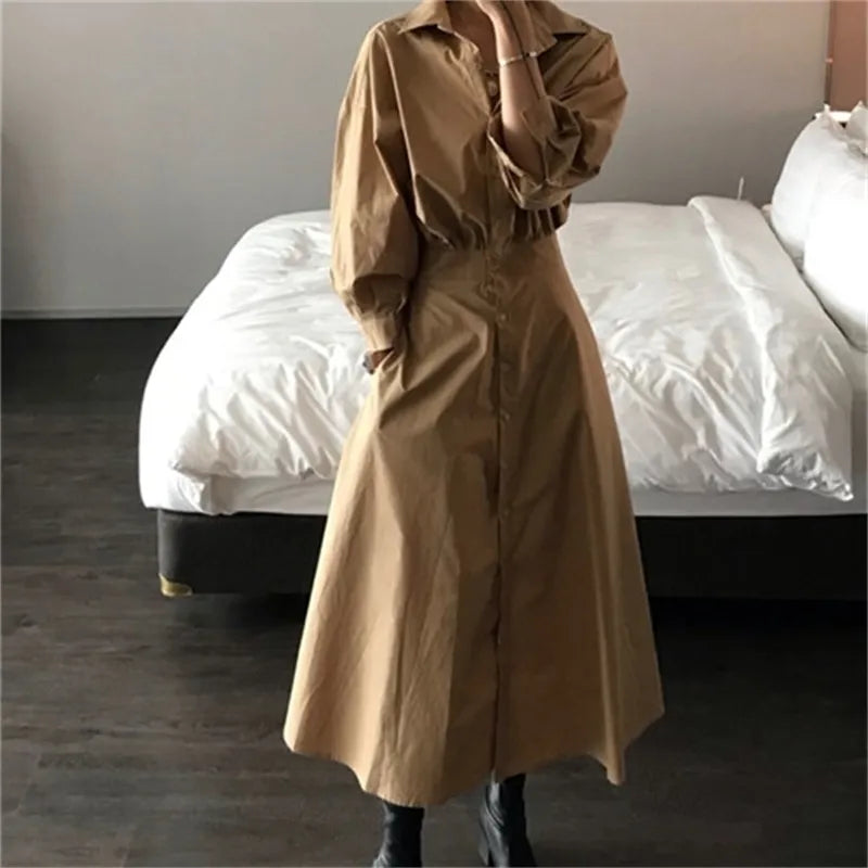 Plus Size Summer Shirt Dress Evening Female Vintage Dress Party Oversize Long Sleeve Beach Women Dresses Robe Vestido Prom 210309