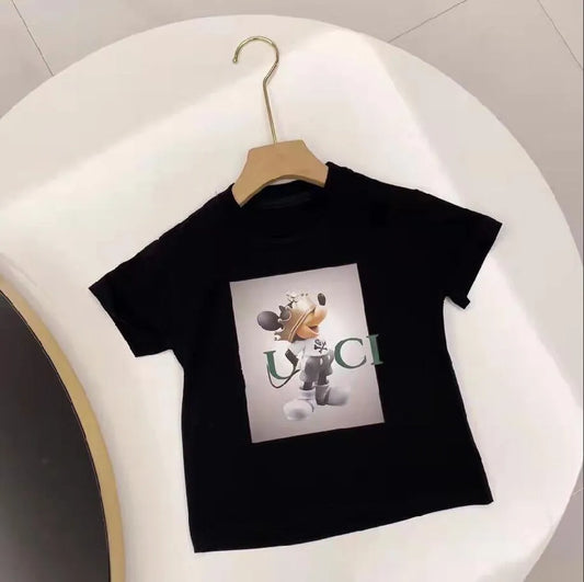 Baby cartoon mouse Designer Clothes T-Shirts Fashion Girls Boys Short-Sleeved Tops Big Kids Versatile INS Letter Summer Children Simple Style Tees size 100cm-160cm